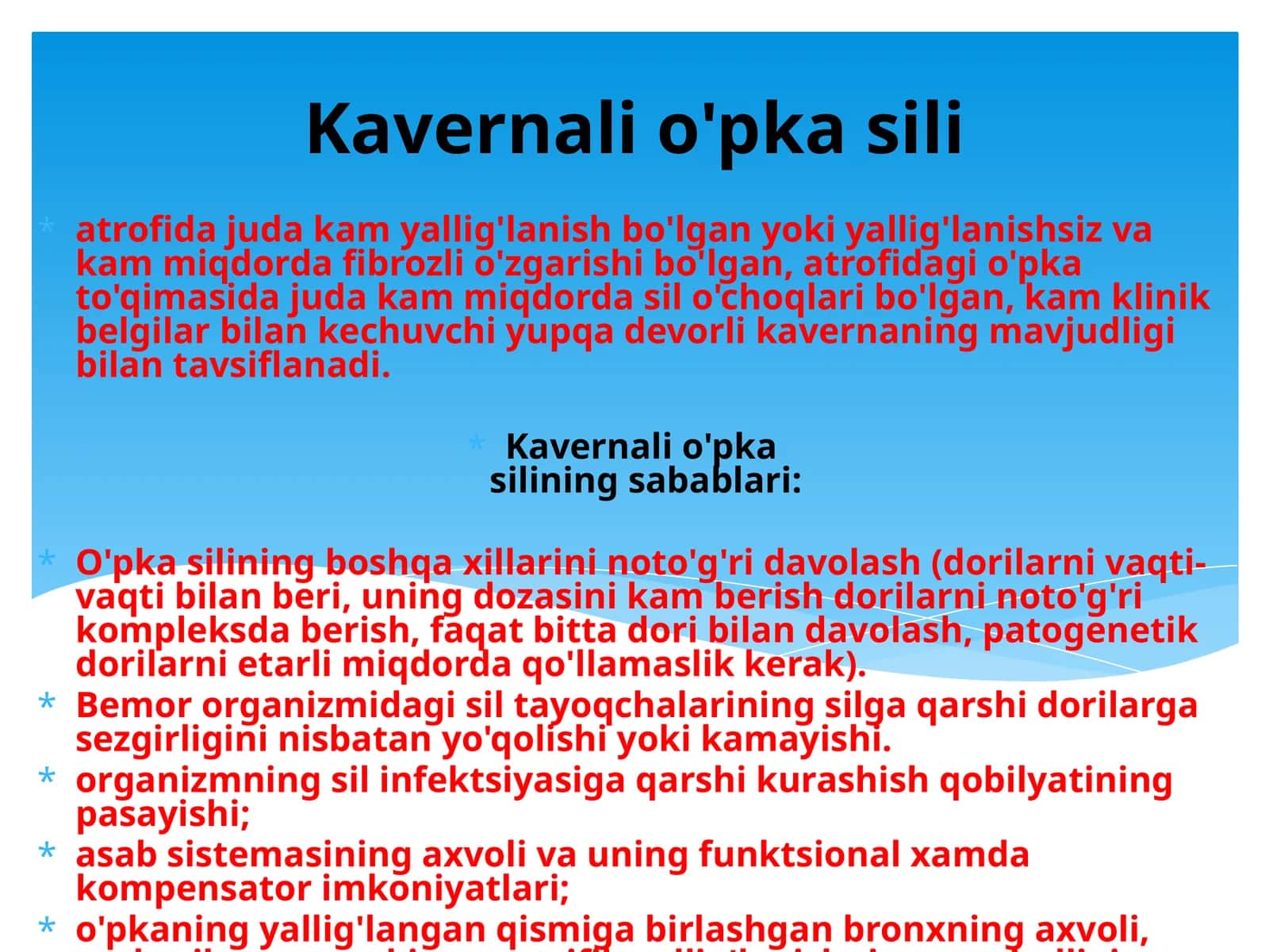 Kavernali o'pkasilining sabablari 1