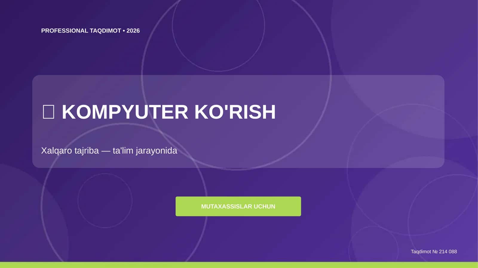 Kompyuter ko'rish: xalqaro tajriba 1