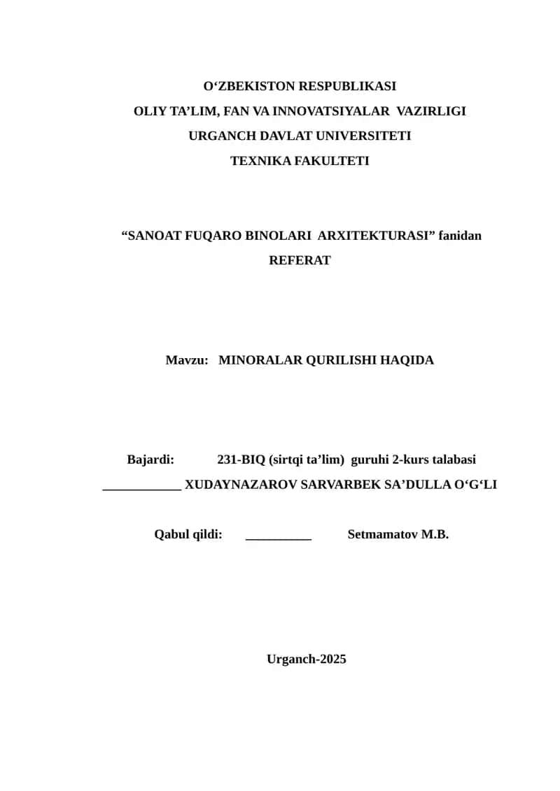 SANOAT FUQARO BINOLARI ARXITEKTURASI 1