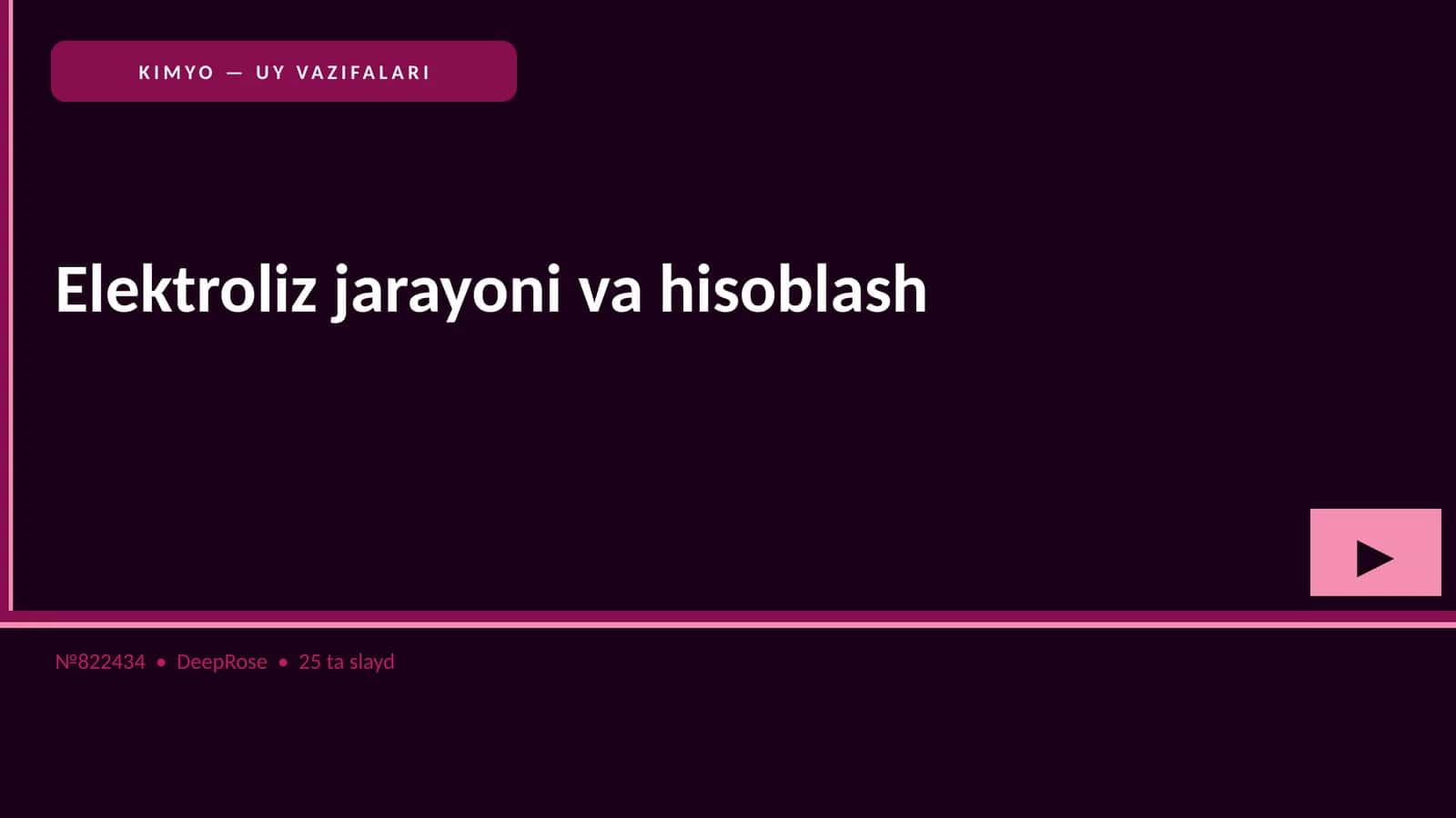 KIMYO — UY VAZIFALARI 1