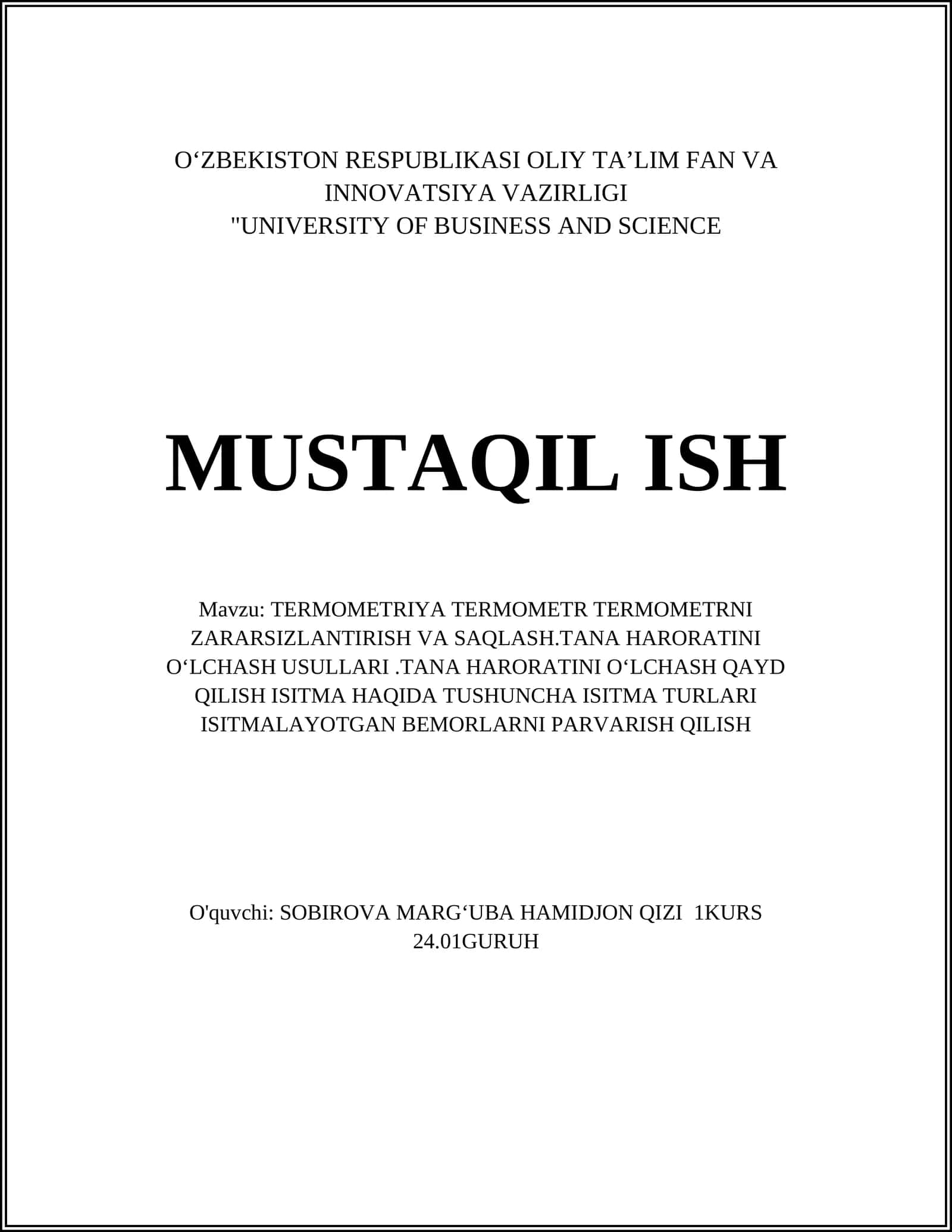 TERMOMETRIYA TERMOMETR TERMOMETRNI ZARARSIZLANTIRISH VA SAQLASH 1