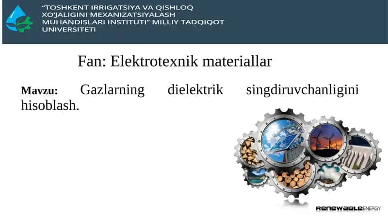 Gazlarning dielektrik singdiruvchanligini hisoblash 1