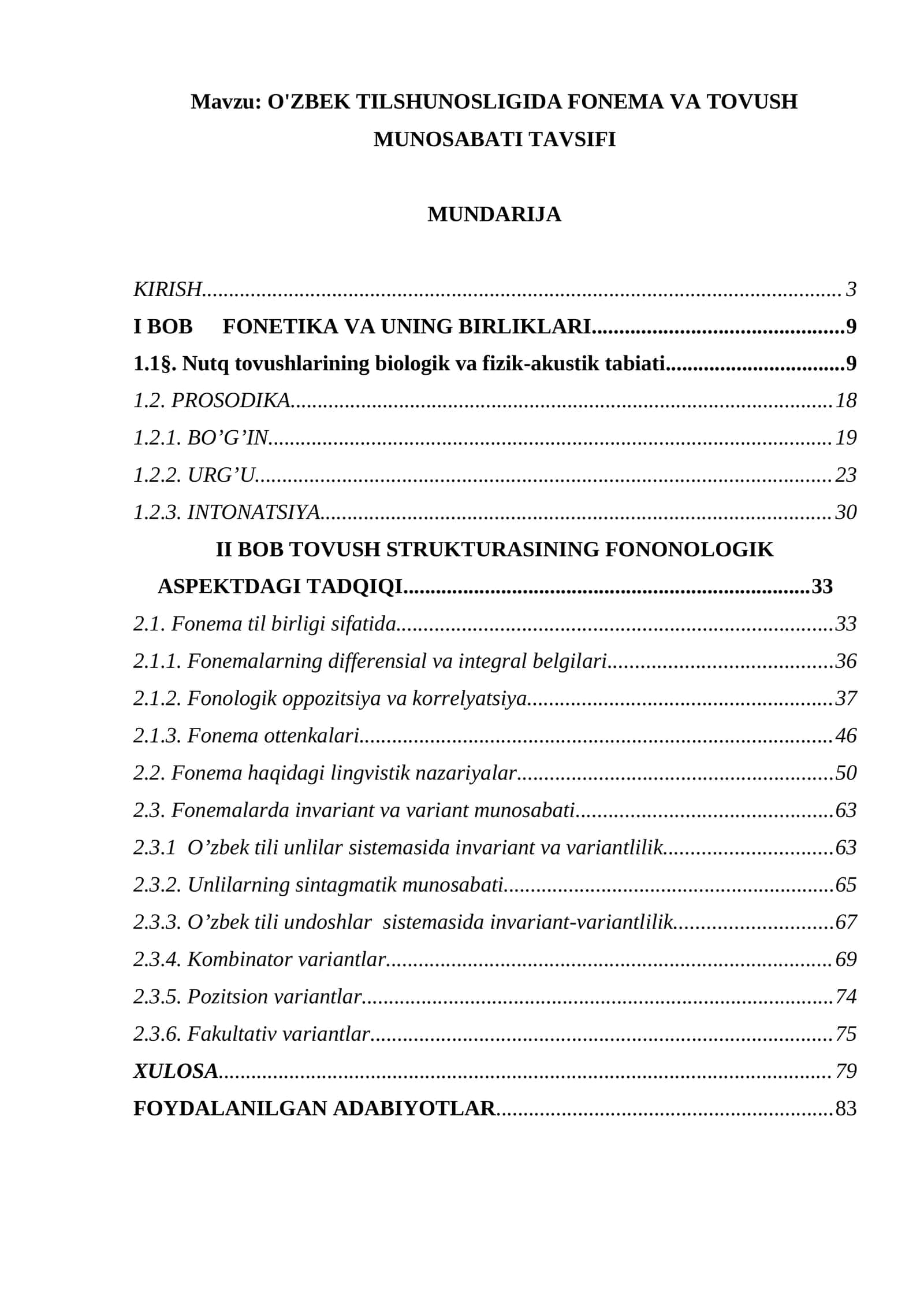 O'zbek tilshunosligida fonema va tovush munosabati tavsifi 1