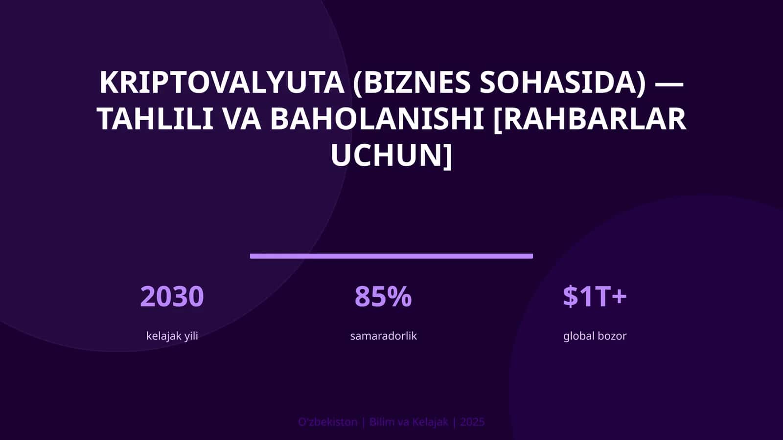 KRIPTOVALYUTA (BIZNES SOHASIDA) — TAHLILI VA BAHOLANISHI [RAHBARLAR UCHUN] 1