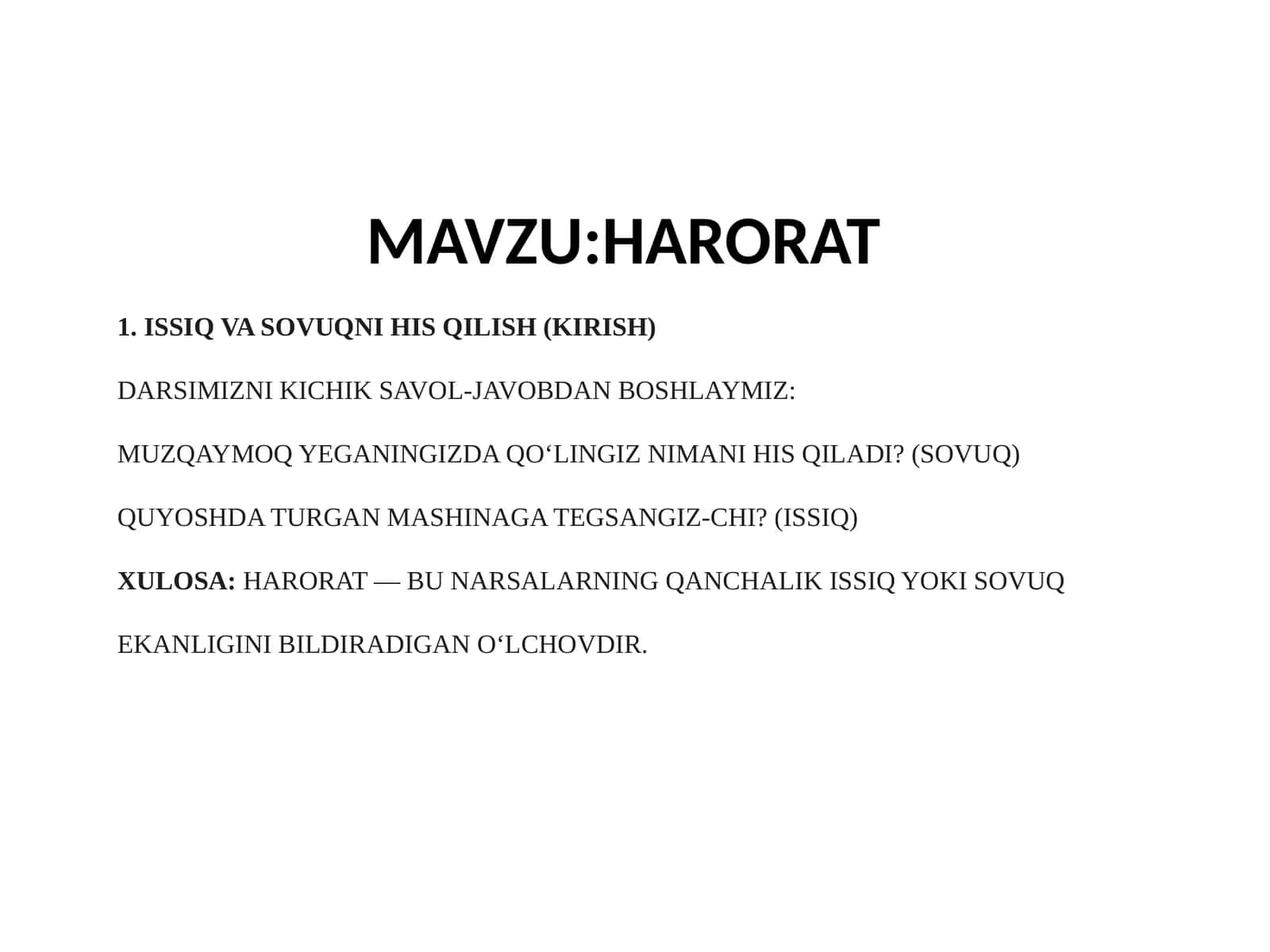 Harorat nima 1