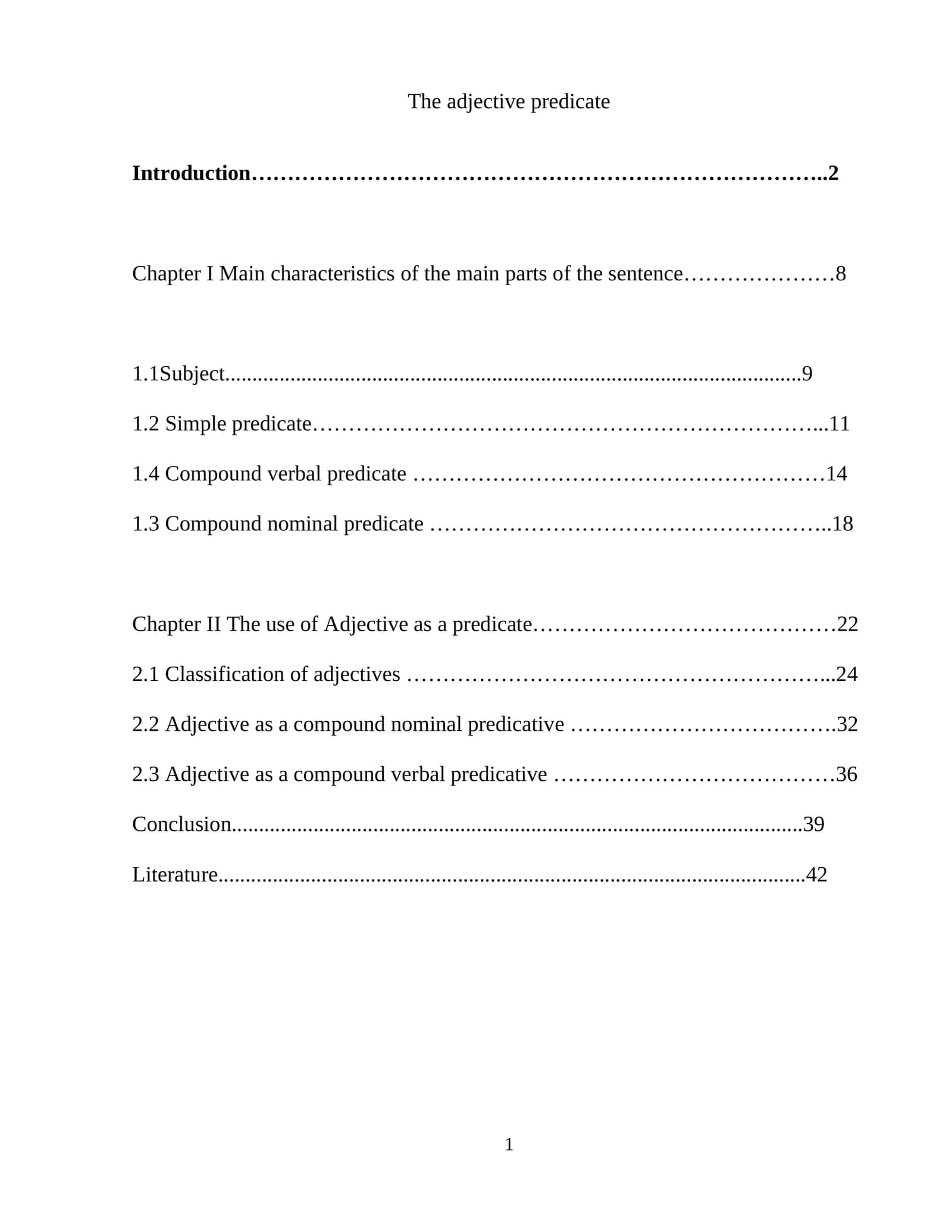 The adjective predicate 1