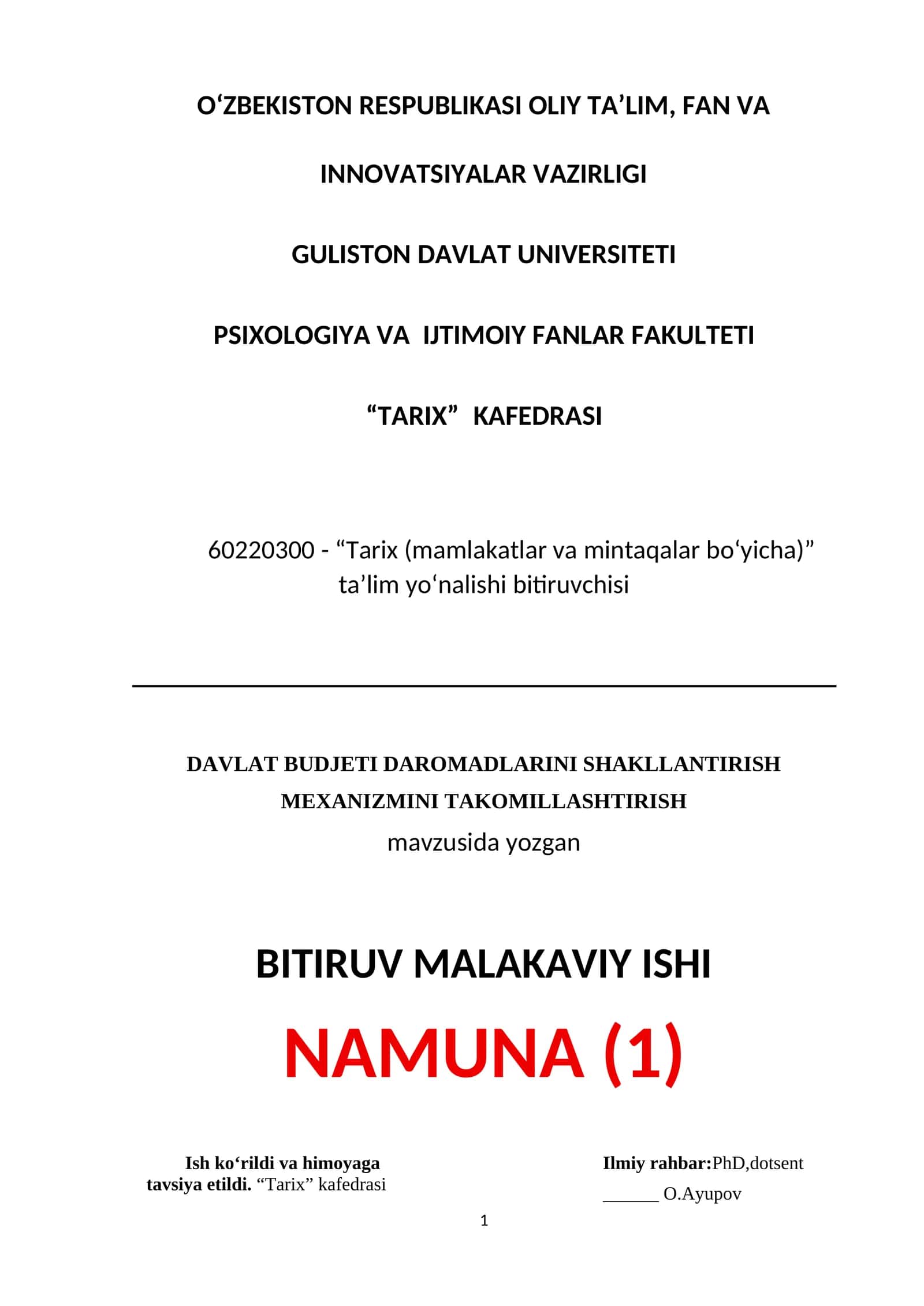 DAVLAT BUDJETI DAROMADLARINI SHAKLLANTIRISH MEXANIZMINI TAKOMILLASHTIRISH 1