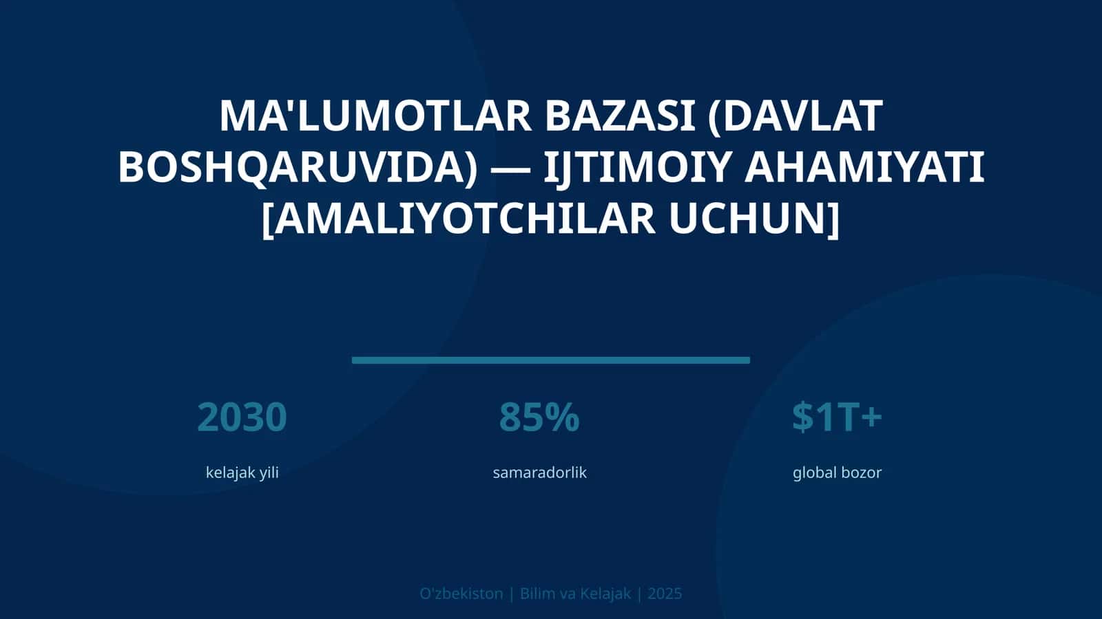 Ma'lumotlar bazasi (davlat boshqaruvida) - ijtimoiy ahamiyati [amaliyotchilar uchun] 1