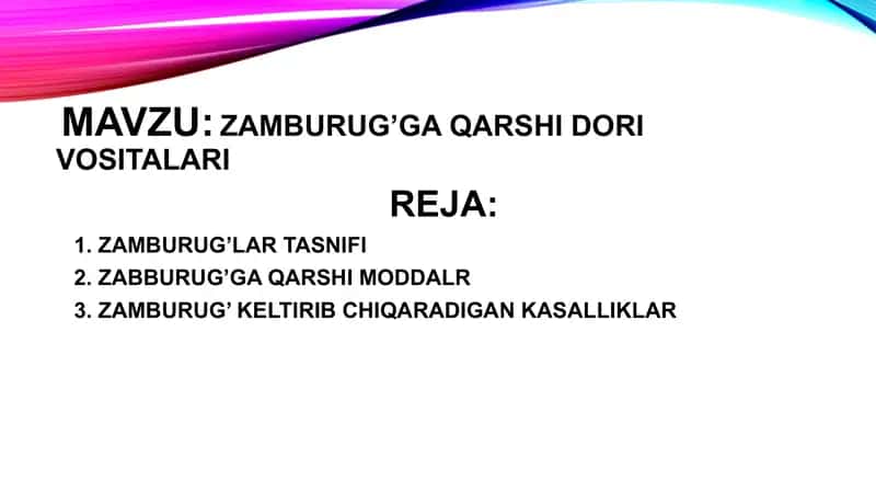 ZAMBURUG’GA QARSHI DORI VOSITALARI 1