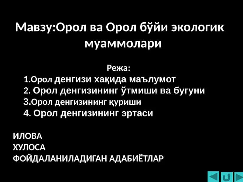 Орол ва Орол бўйи экологик муаммолари 1