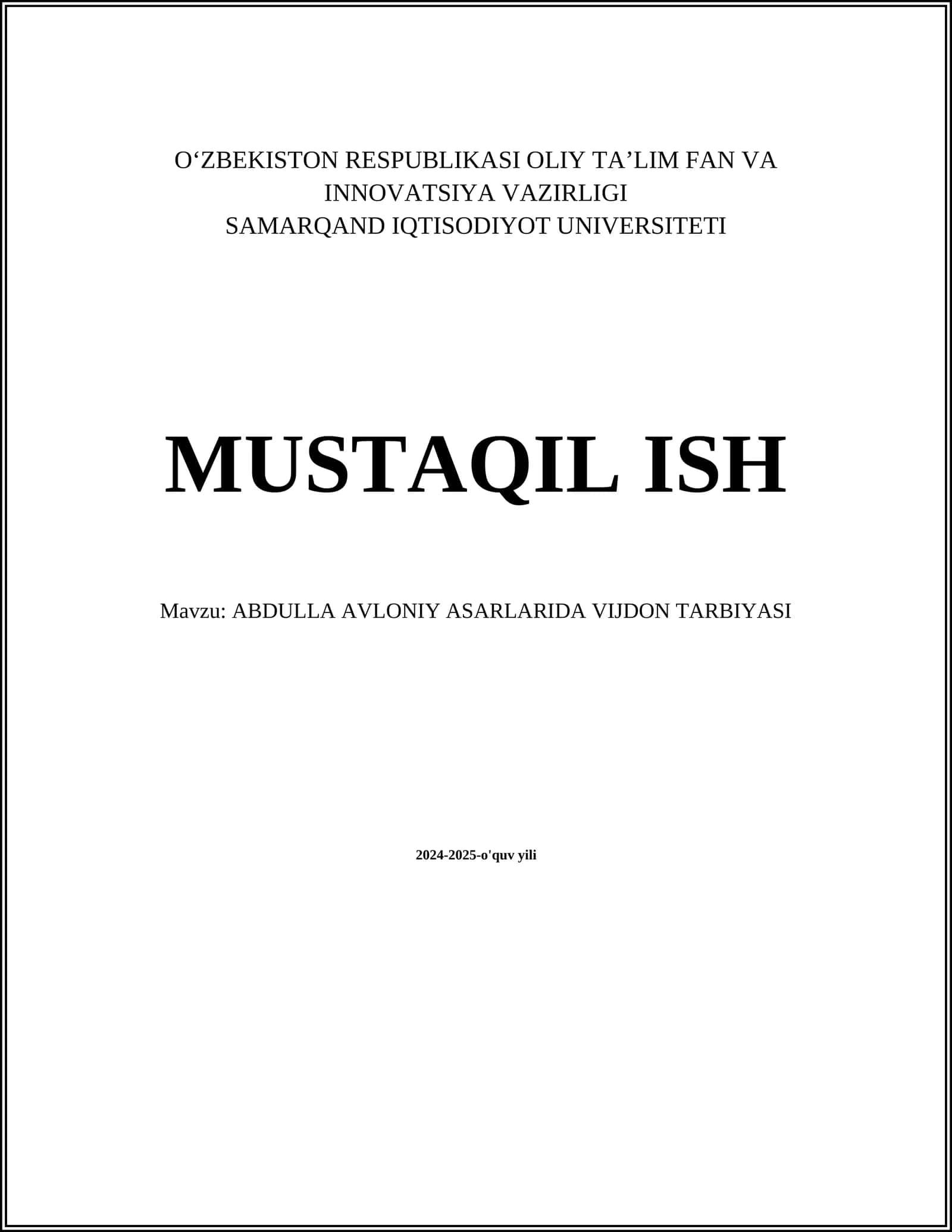 ABDULLA AVLONIY ASARLARIDA VIJDON TARBIYASI 1
