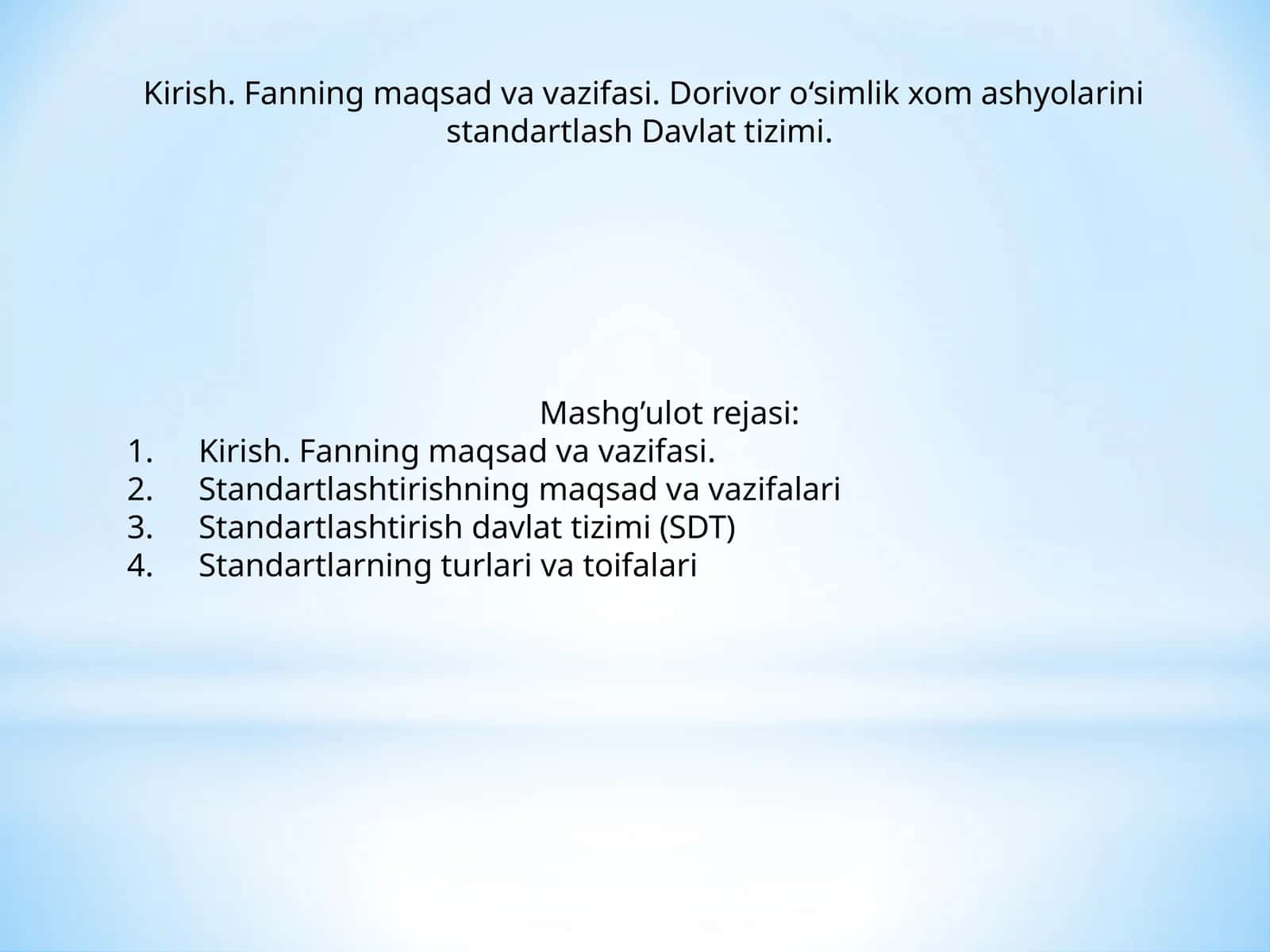 Standartlashtirishning maqsad va vazifalari 1