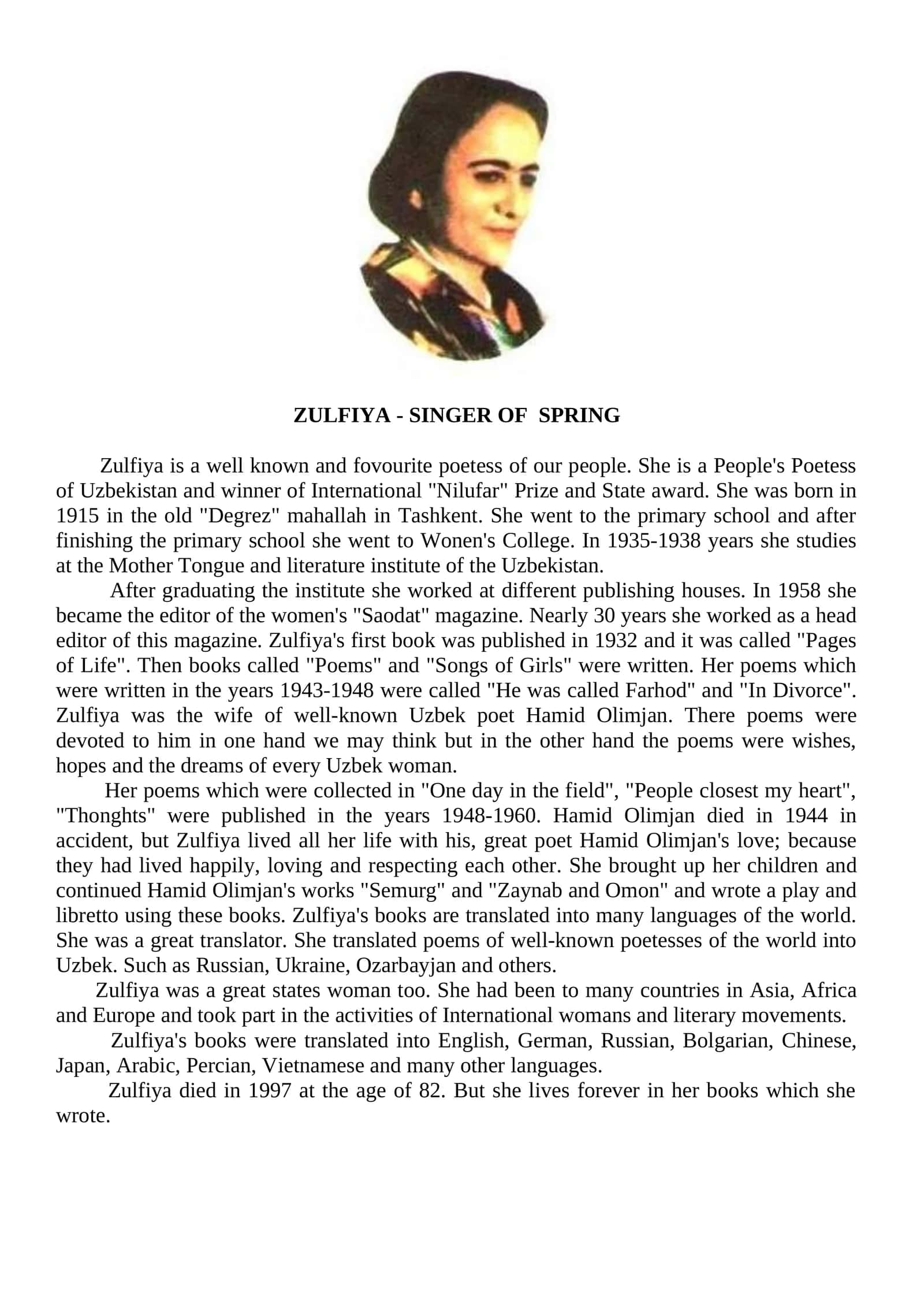 Zulfiya - Singer of Spring 1