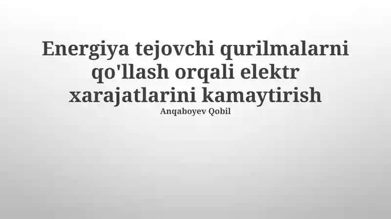 Energiya tejovchi qurilmalar 1