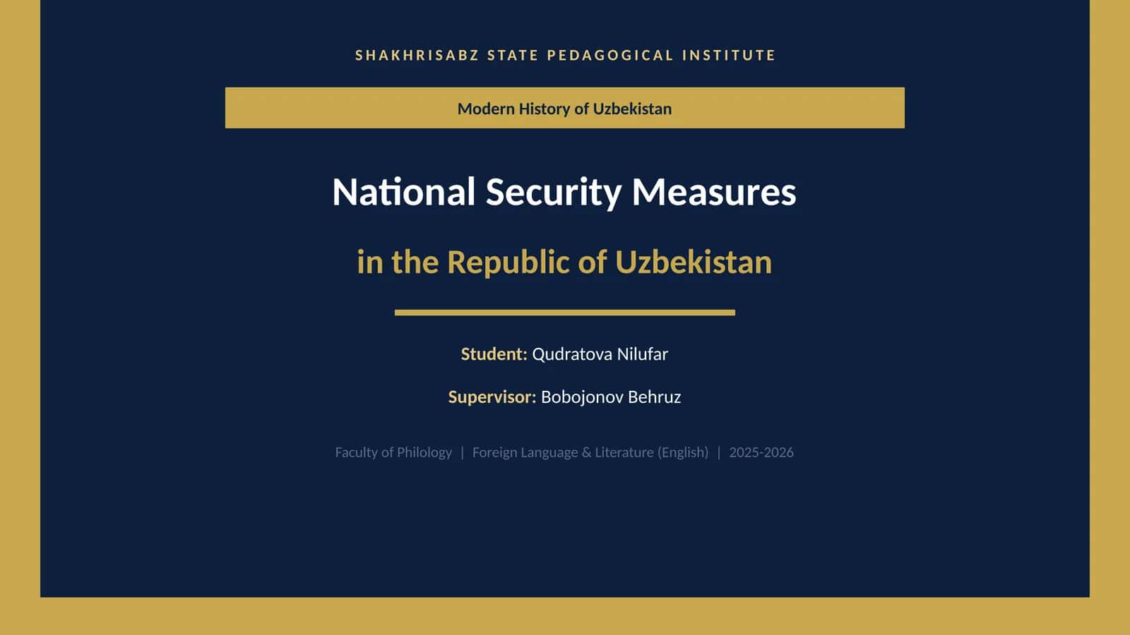 Modern History of Uzbekistan 1
