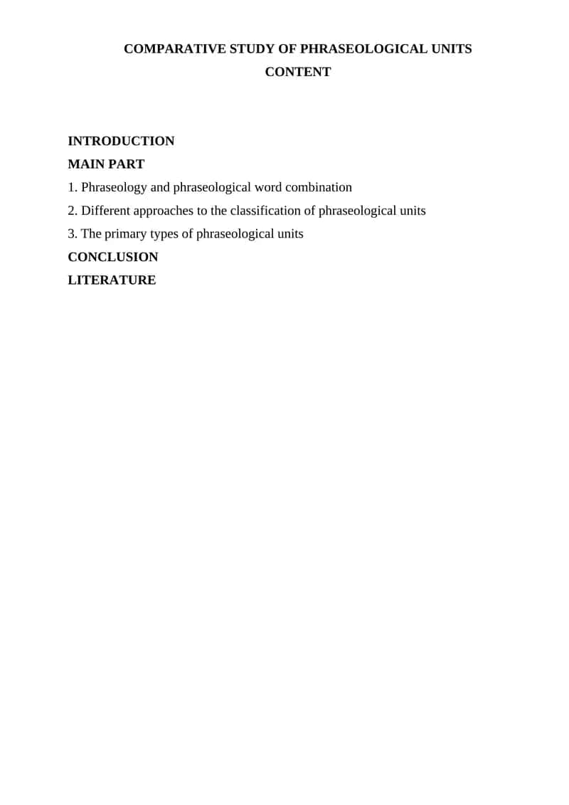 Comparative Study of Phraseological Units 1