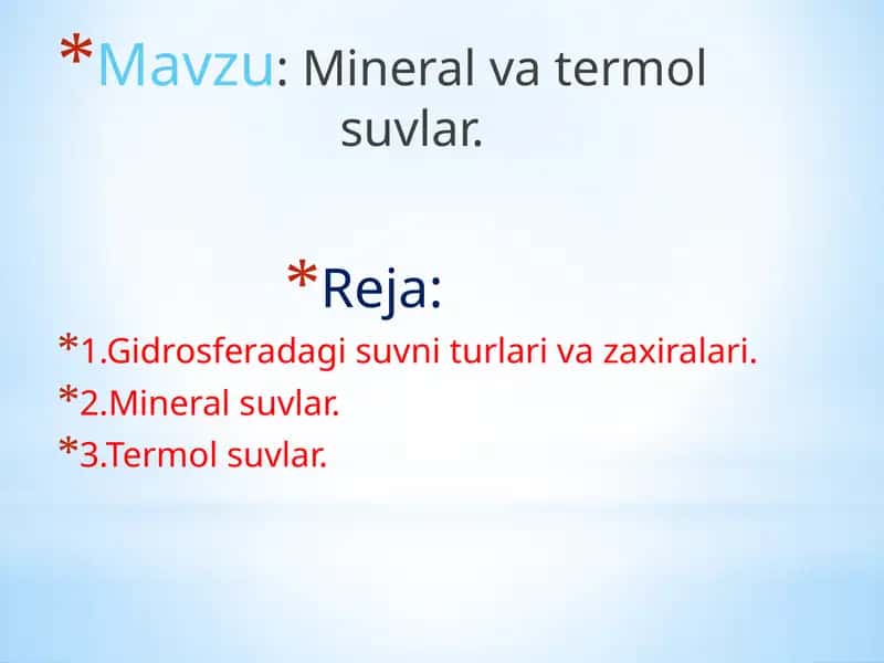Mineral va termal suvlar 1