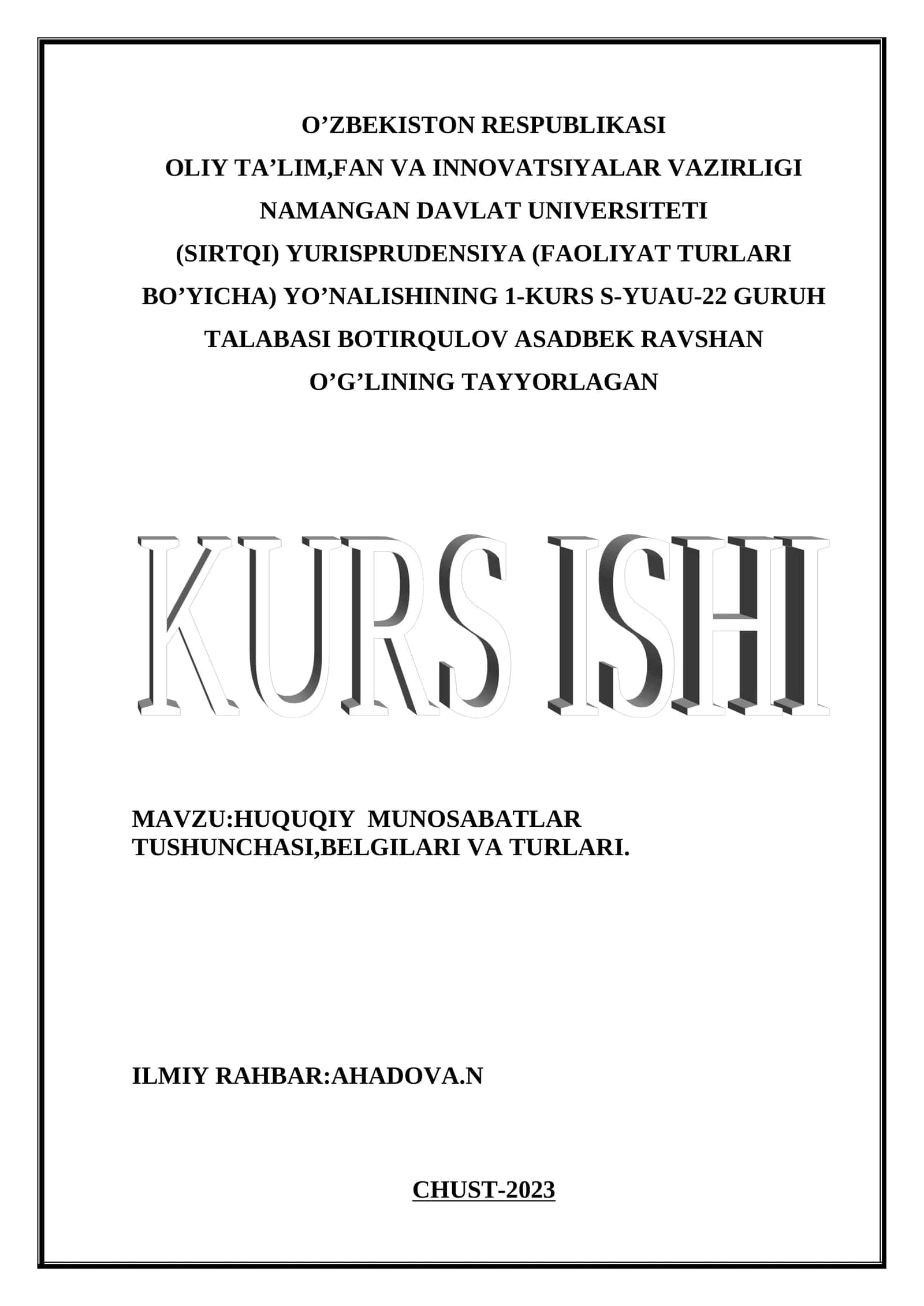 Huquqiy munosabatlar tushunchasi, belgilari va turlari 1