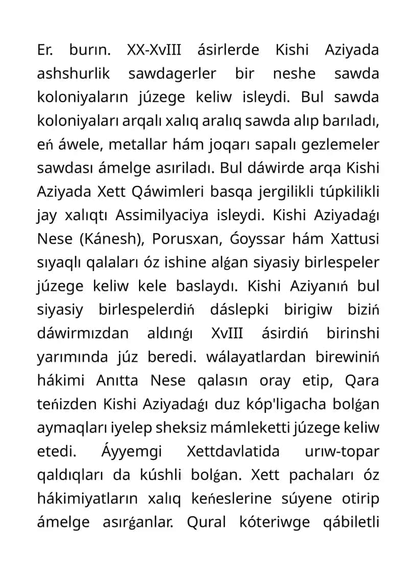 Er. burın. XX-XvIII ásirlerde Kishi Aziyada ashshurlik sawdagerler 1