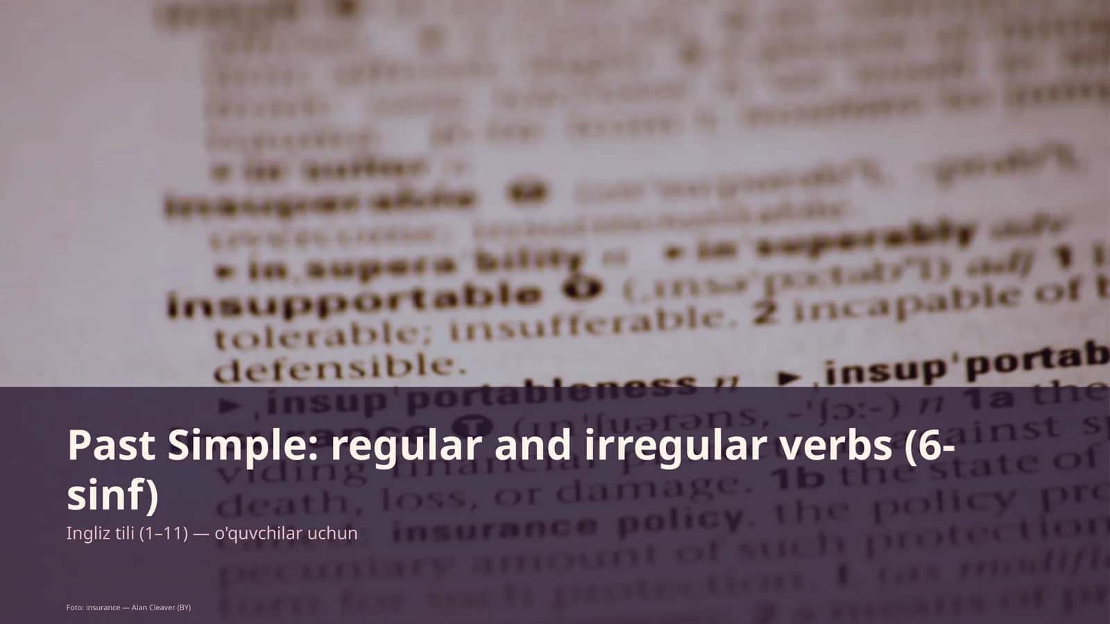 Past Simple: regular and irregular verbs (6-sinf) 1