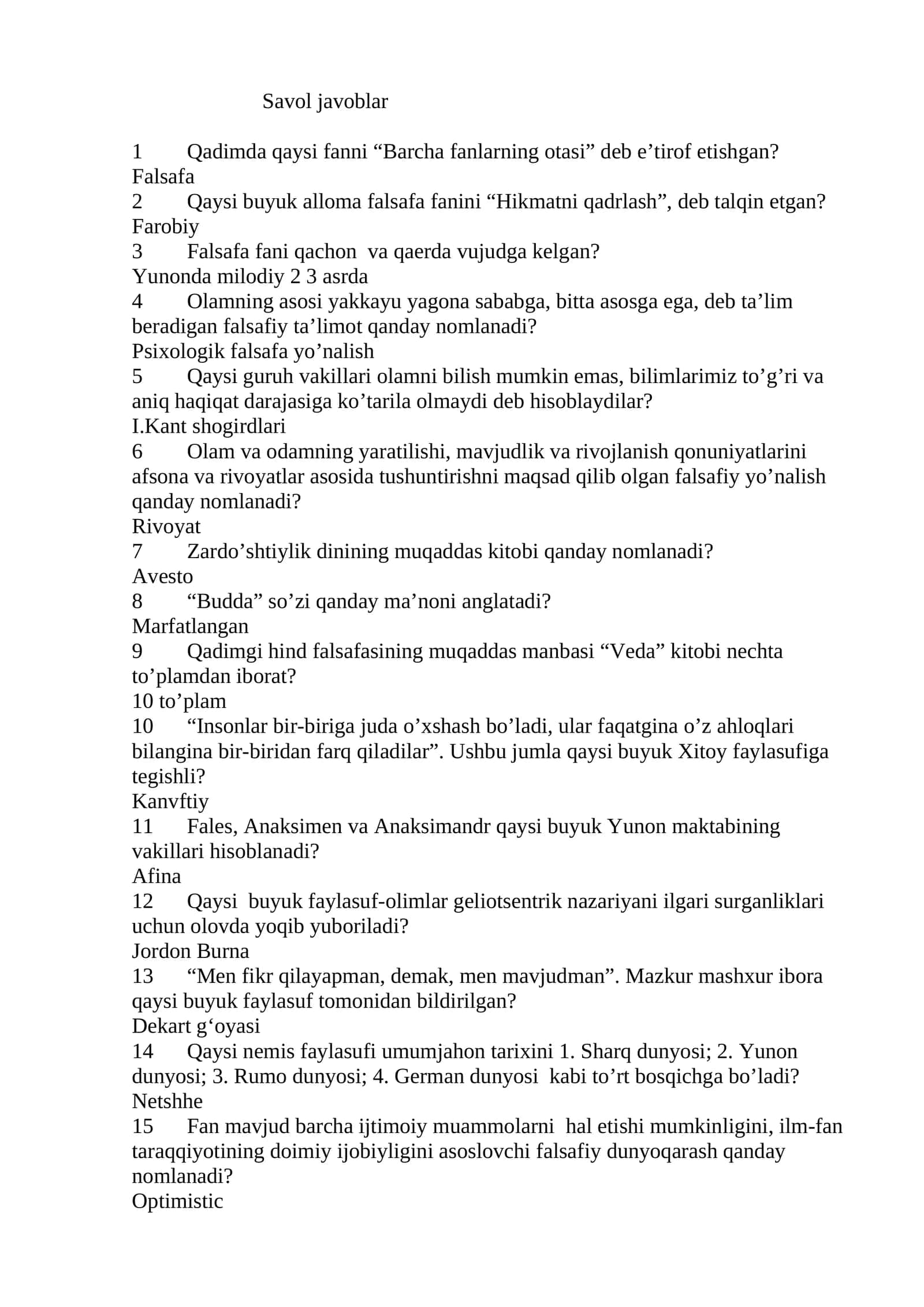 Savol javoblar 1