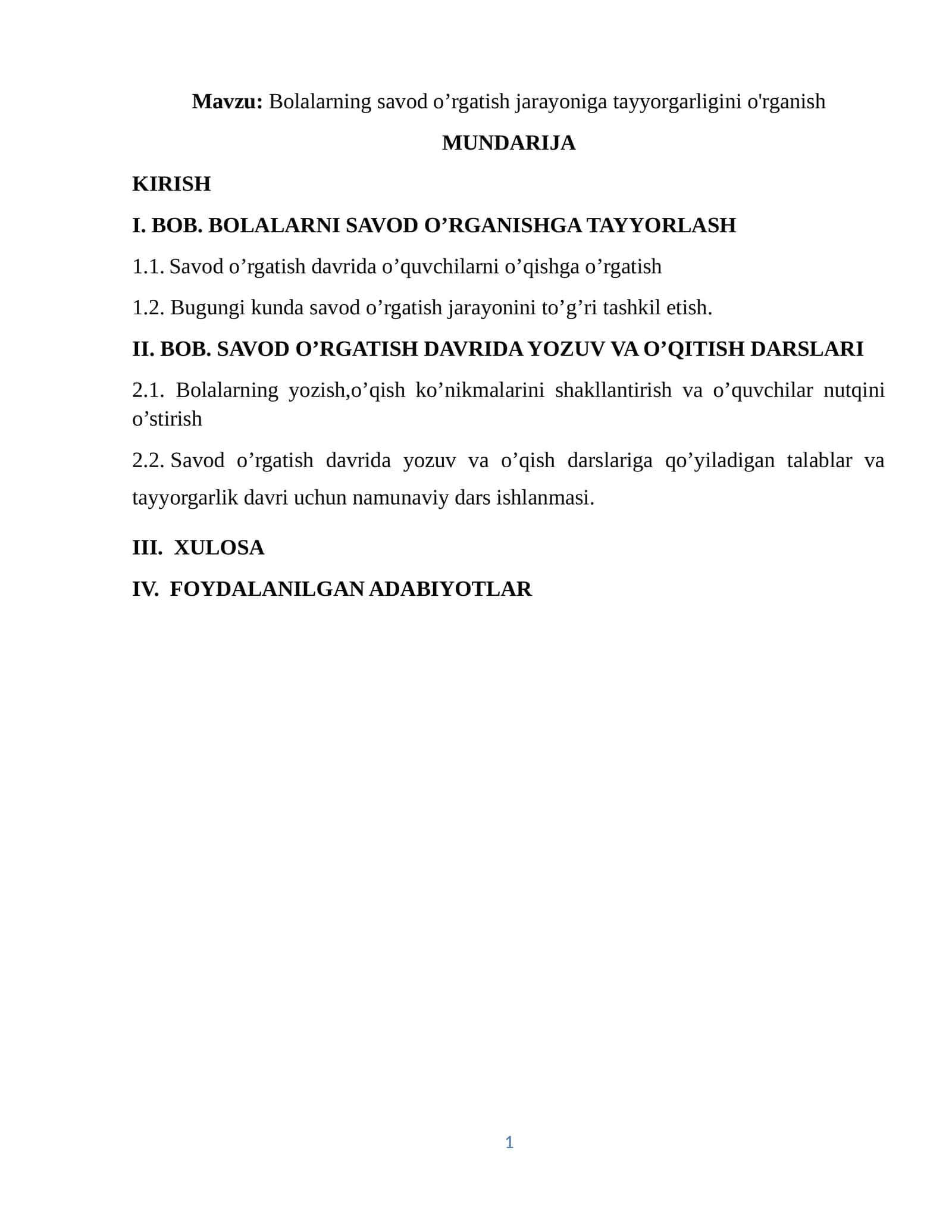 Bolalarning savod o’rgatish jarayoniga tayyorgarligini o'rganish 1
