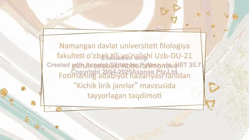 "Kichik lirik janrlar" 1