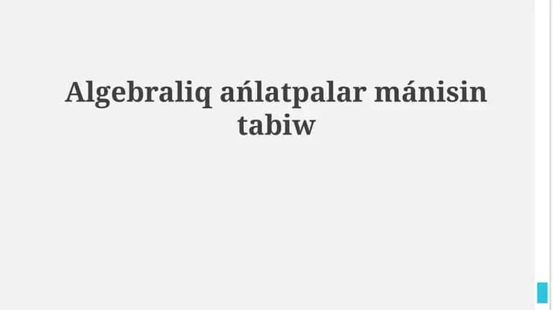 Algebraлық ańlatpalar 1
