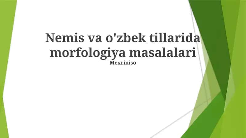 Nemis va o'zbek tillarida morfologiya masalalari 1