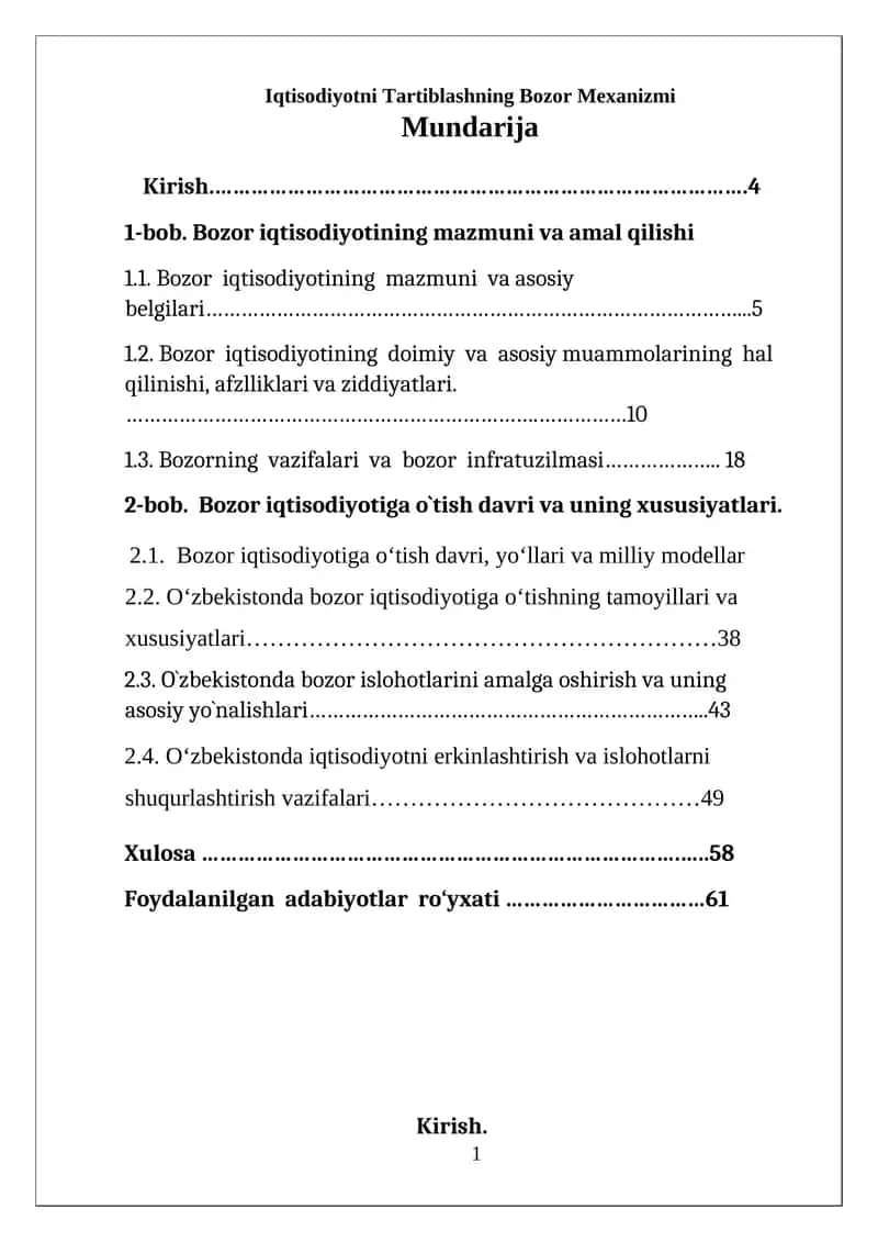 Iqtisodiyotni Tartiblashning Bozor Mexanizmi 1