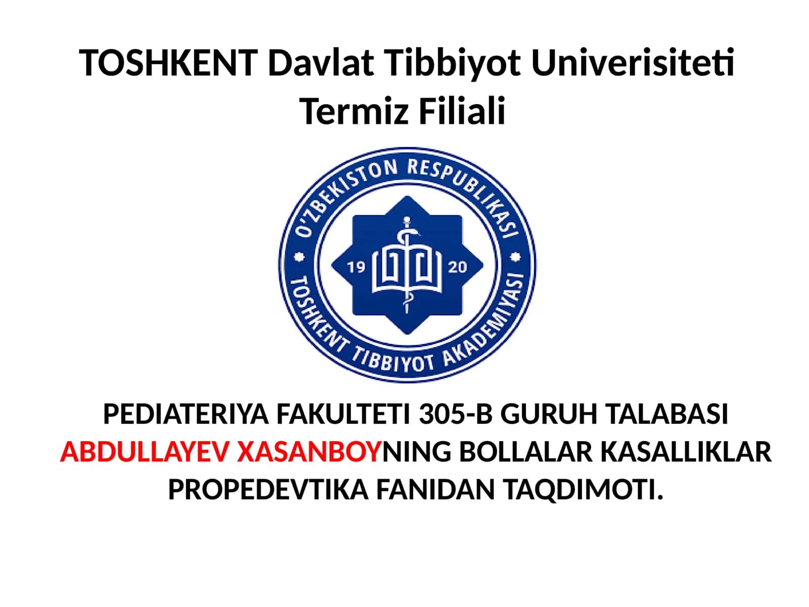 ABDULLAYEV XASANBOYNINGBOLLALARKASALLIKLAR PROPEDEVTIKA 1