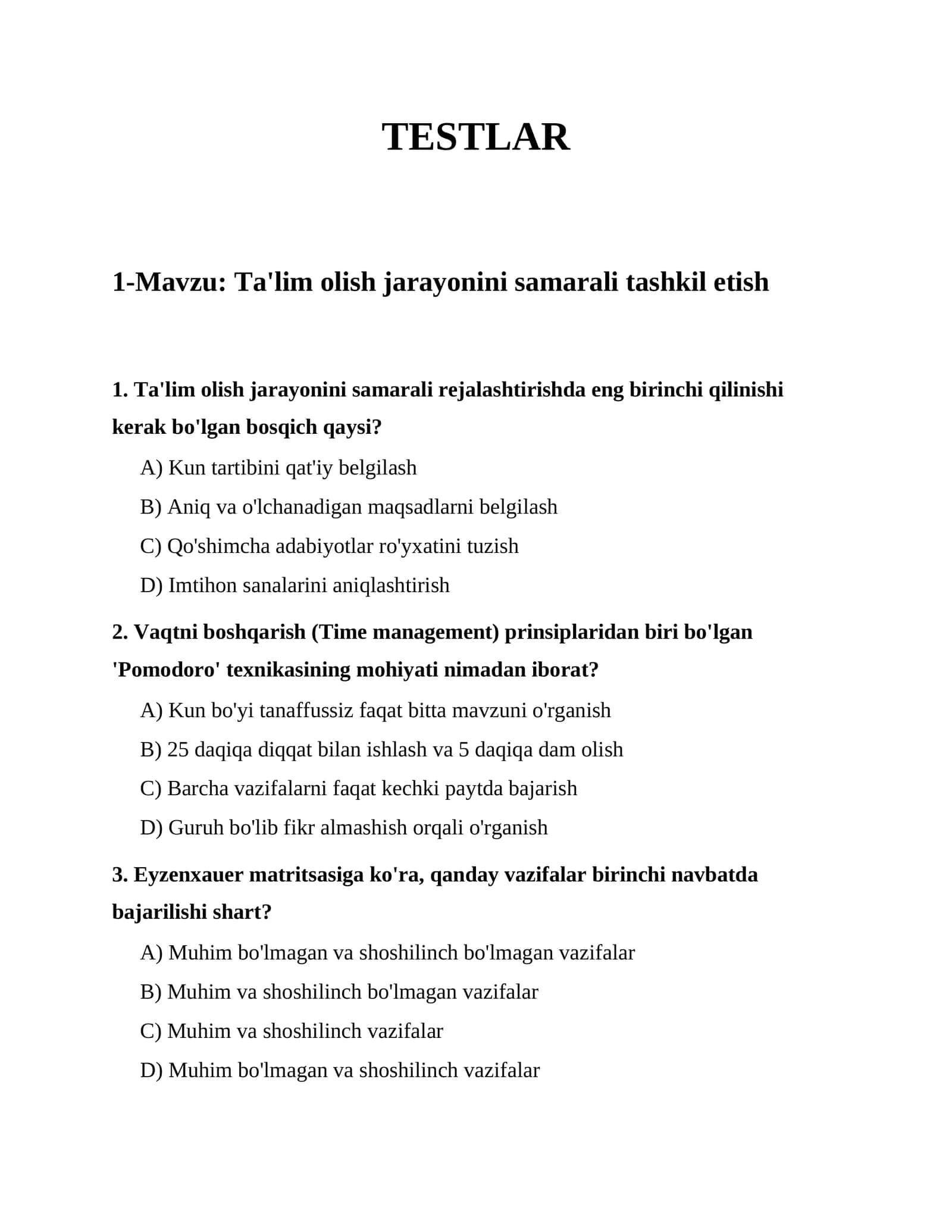Ta'lim olish jarayonini samarali tashkil etish 1