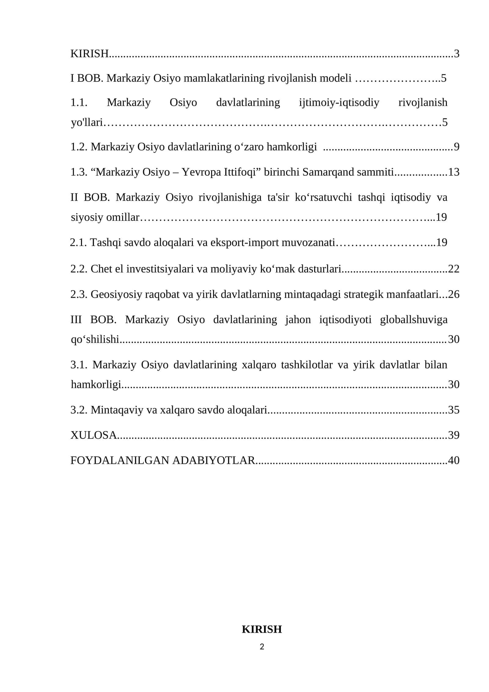 Markaziy Osiyon mamlakatlarining rivojlanish modeli 1