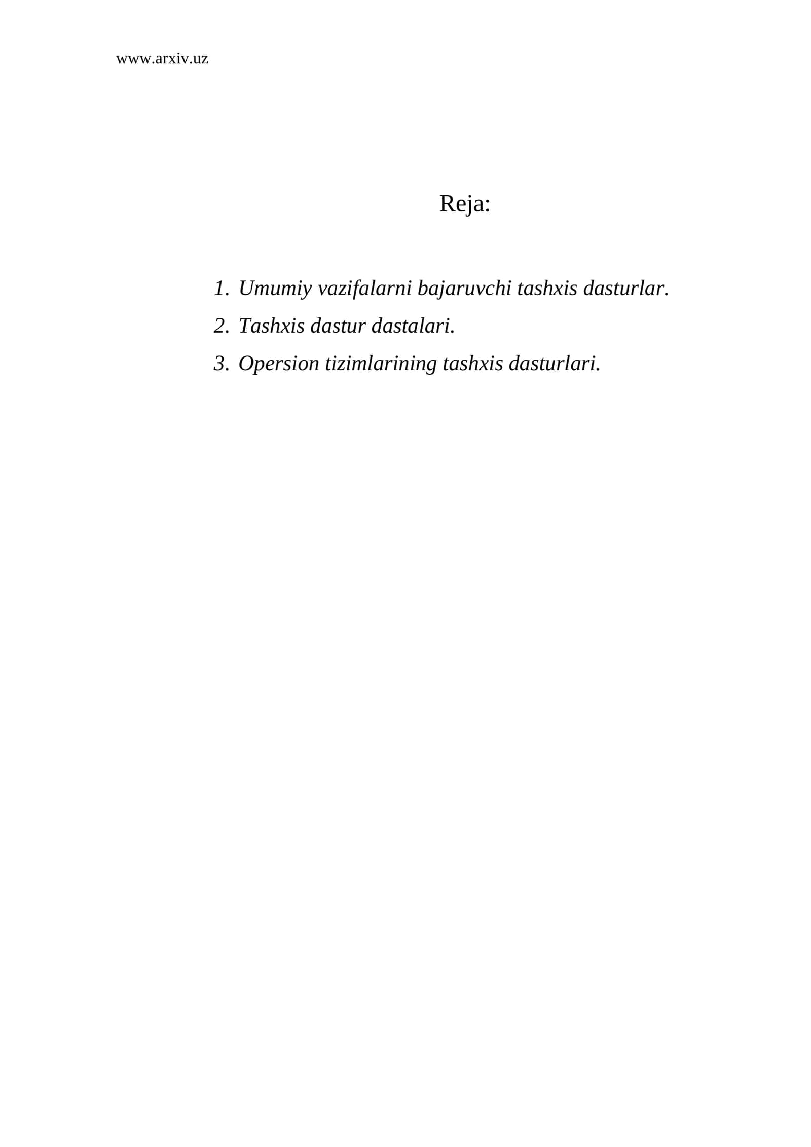 Tashxis dastur dastalari 1
