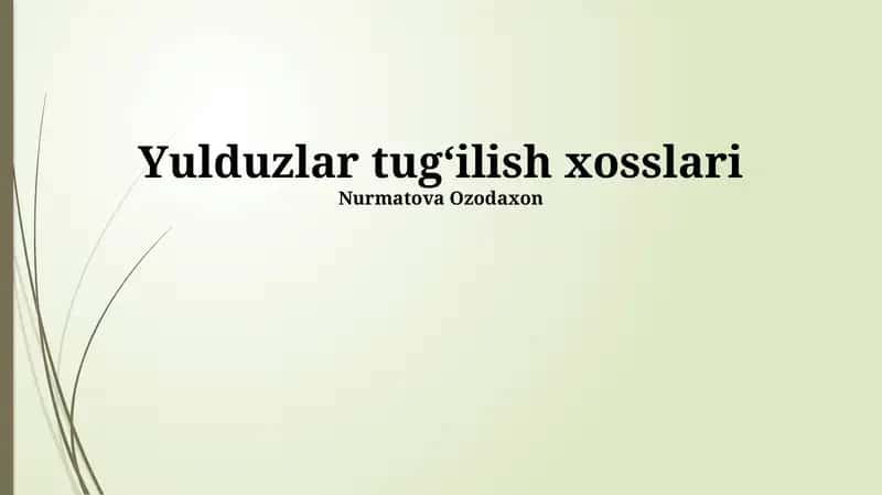 Yulduzlar tugʻilish xosslari 1