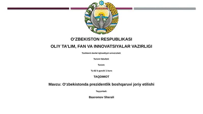 Oʻzbekistonda prezidentlik boshqaruvi joriy etilishi 1