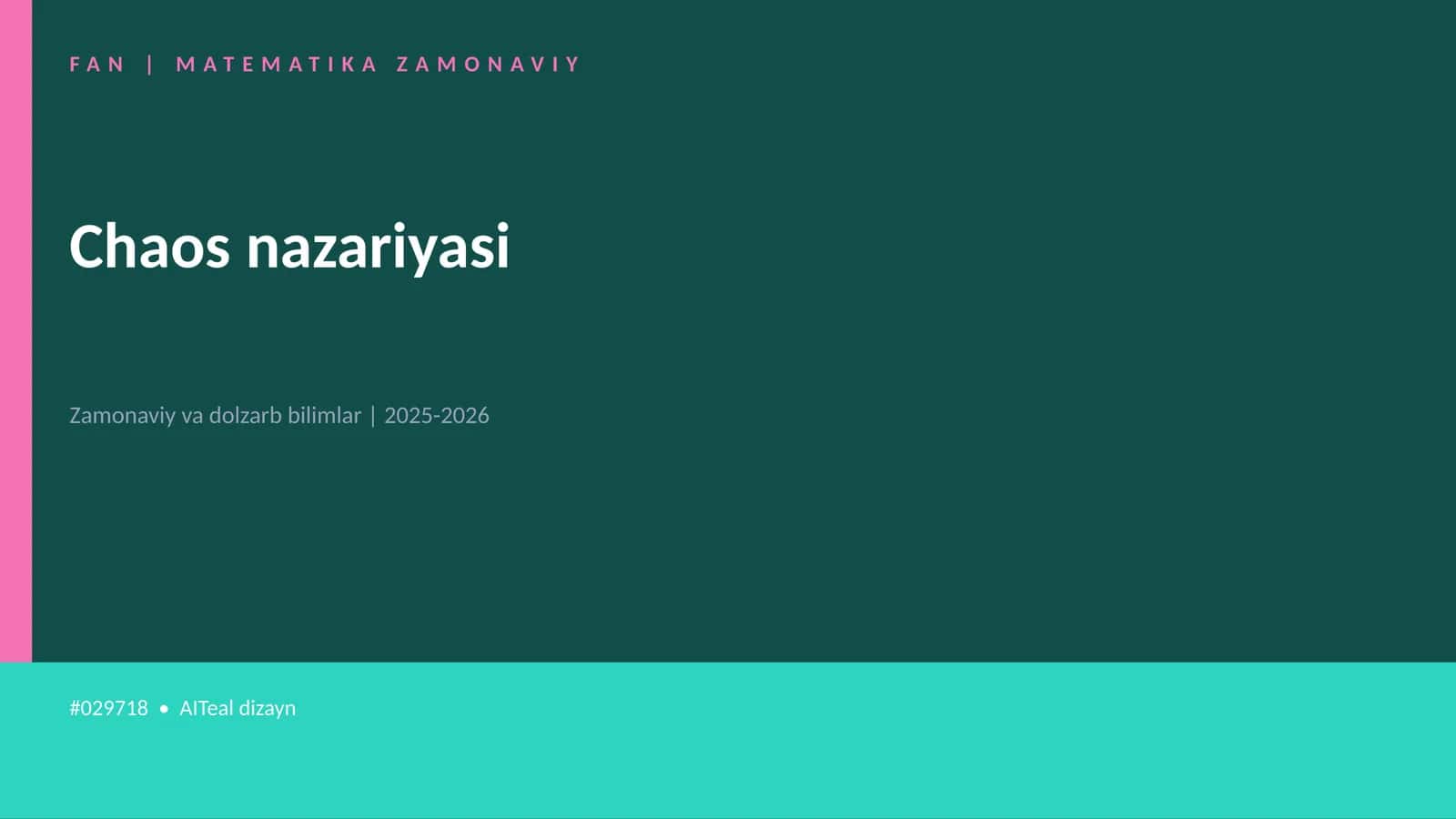 Chaos nazariyasi 1