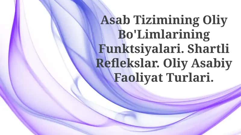 Asab Tizimining Oliy Bo'Limlarining Funktsiyalari 1