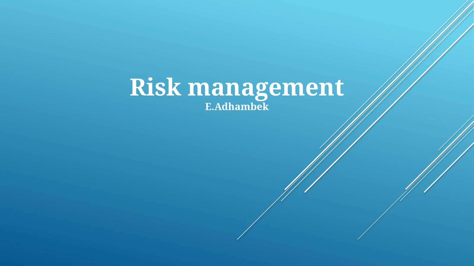 Risk management 1