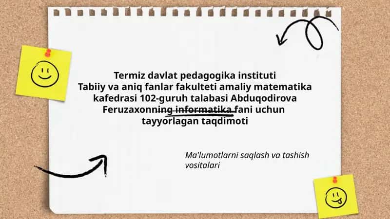 Abduqodirova Feruzaxonning informatika fani uchun tayyorlagan taqdimoti 1