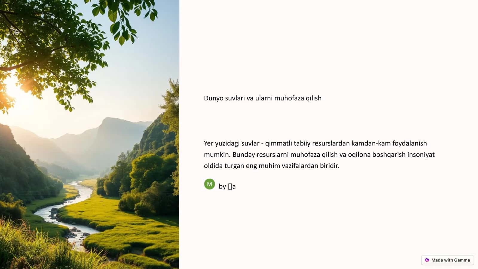 Dunyo suvlari va ularni muhofaza qilish 1