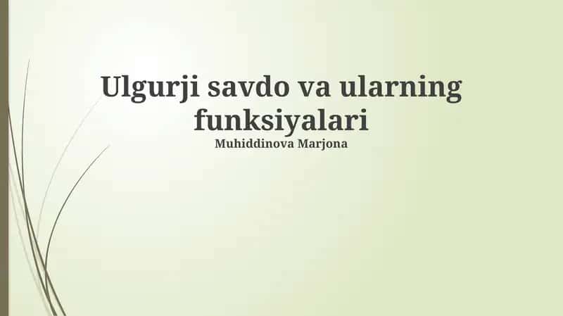 Ulgurji savdo va ularning funksiyalari 1