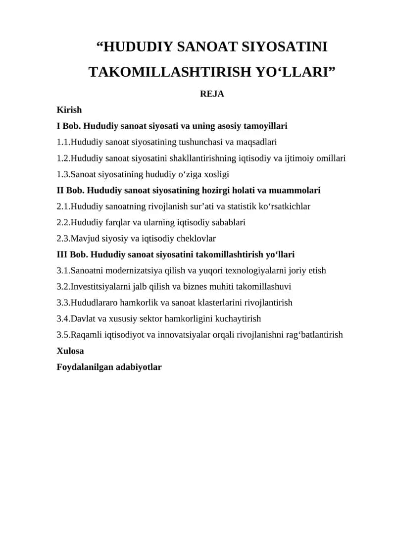HUDUDIY SANOAT SIYOSATINI TAKOMILLASHTIRISH YO‘LLARI 1