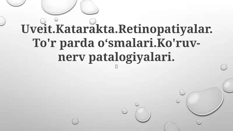 To'r parda oʻsmalari.Ko'ruv-nerv patalogiyalari 1