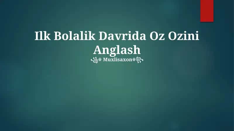 Ilk Bolalik Davrida Oz Ozini Anglash 1