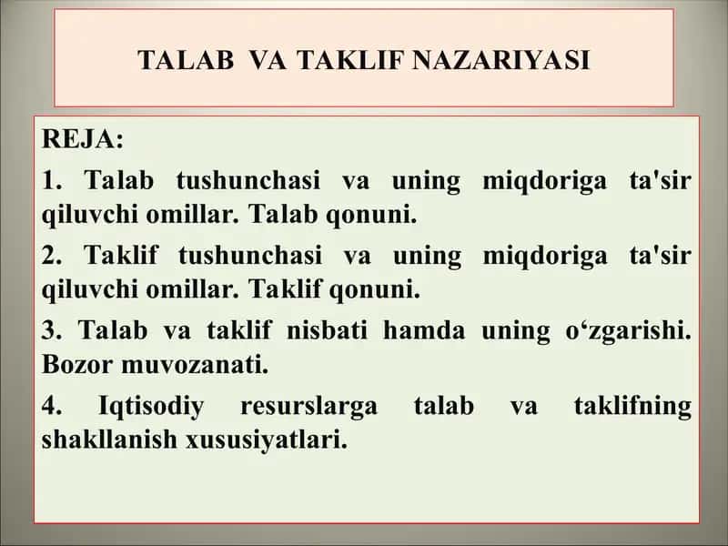 Talab va Taklif Nazariyasi 1
