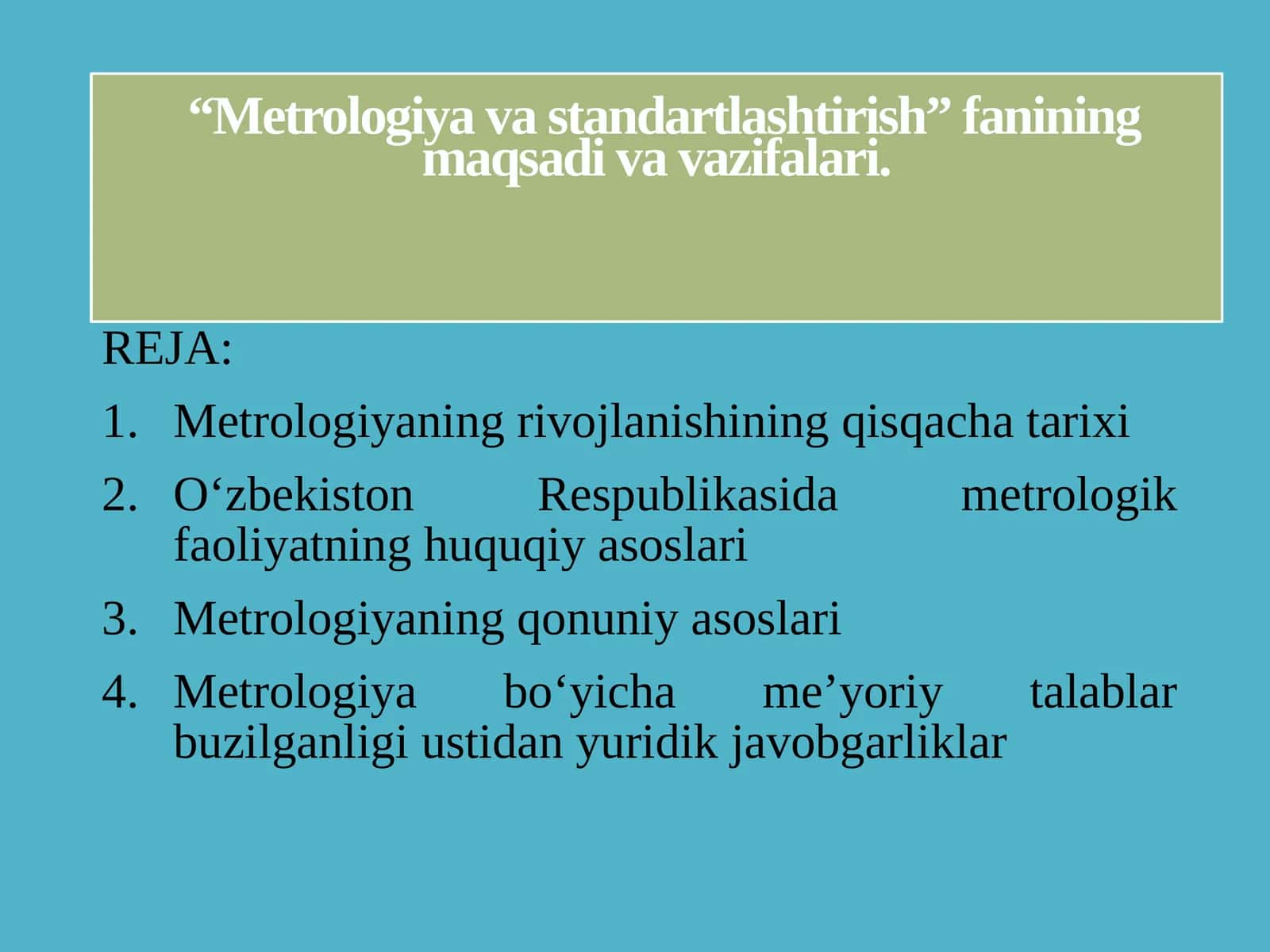 Metrologiya va standartlashtirish 1