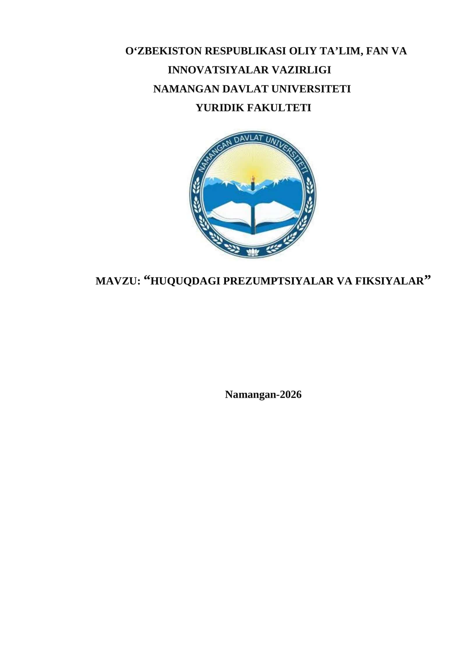 HUQUQDAGI PREZUMPTSIYALAR VA FIKSIYALAR 1