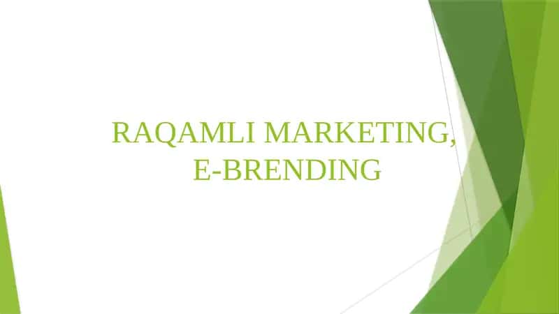Raqamli Marketing, E-Branding 1