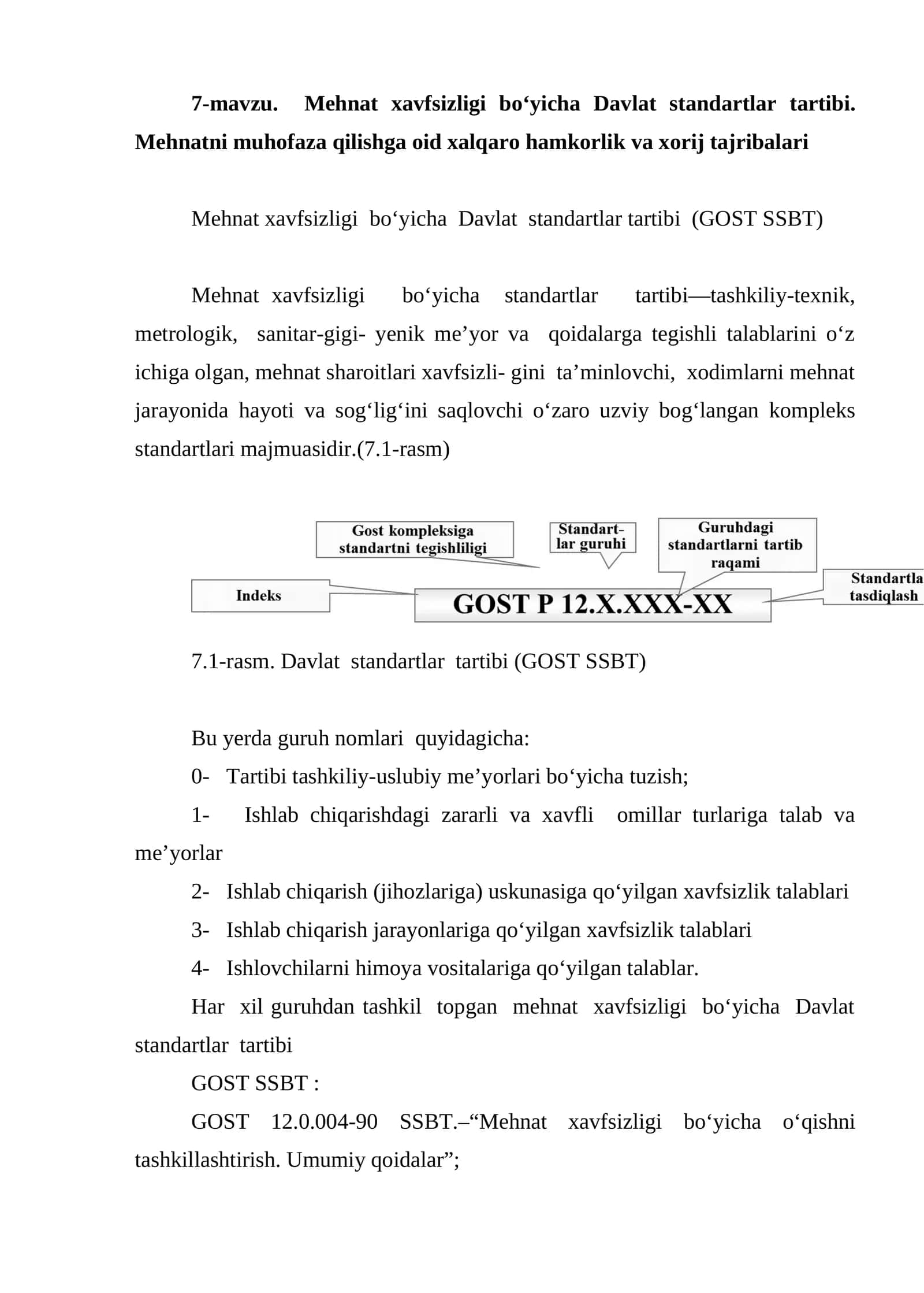 Mehnat xavfsizligi bo‘yicha Davlat standartlar tartibi 1